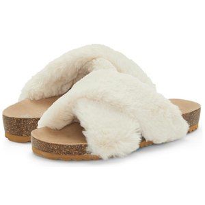 Vince Camuto Ivory Faux Fur Slide Sandal NEW IN BOX